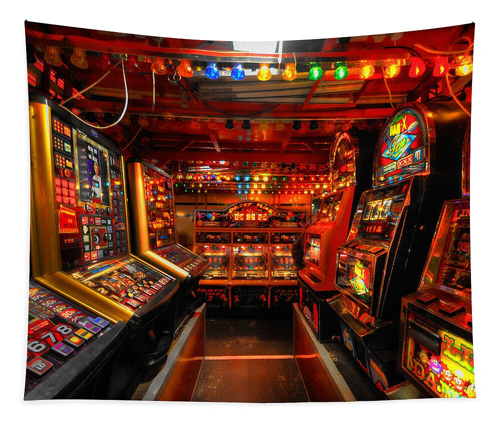  Yhun Suarez Tapestry featuring the photograph Slot Machines by Yhun Suarez