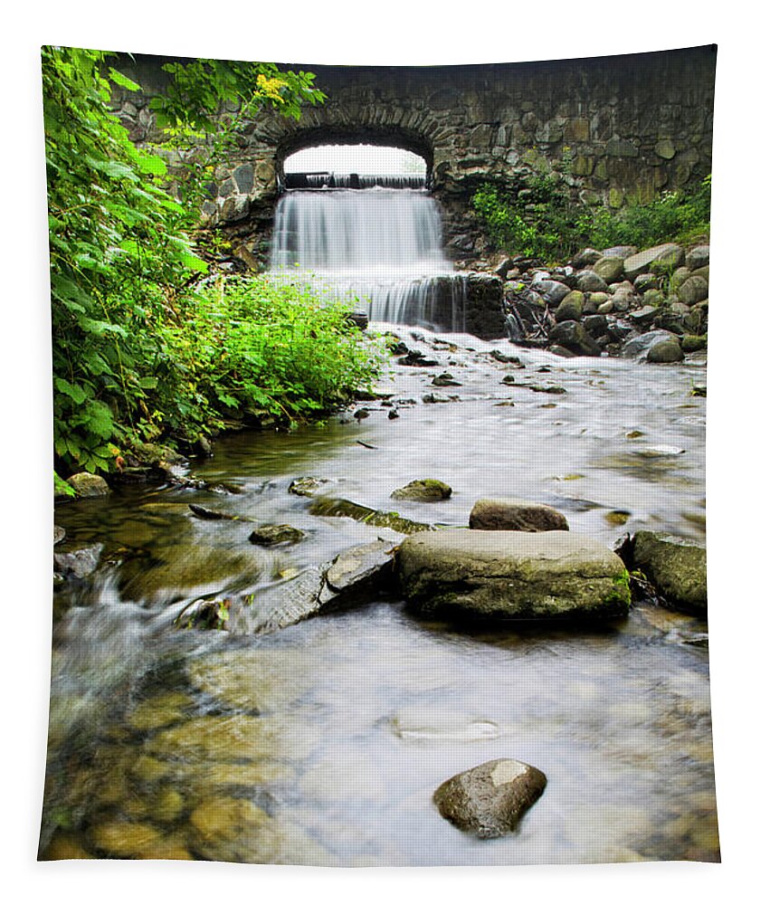 Nature Tapestry featuring the photograph Small Waterfall In Country Creek by Christina Rollo