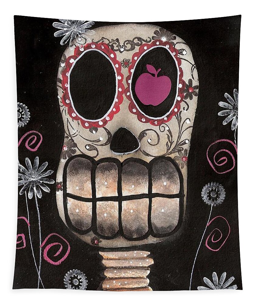 Day Of The Dead Tapestry featuring the painting Smile your Dead by Abril Andrade