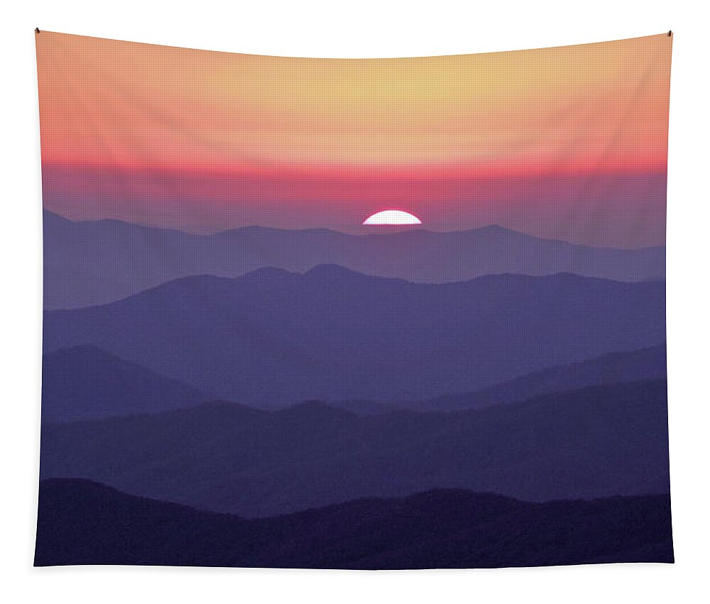 Landscape Tapestry featuring the photograph Smoky Mountain Sunset from Clingmans Dome by William Slider