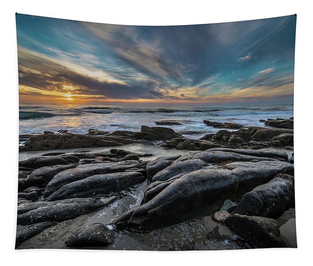 Clouds Tapestry featuring the photograph Smooth Rocks by Peter Tellone