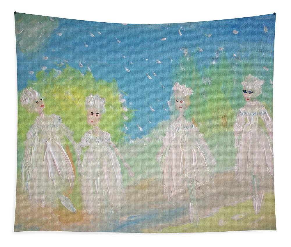 Snow Tapestry featuring the painting Snow Ballet by Judith Desrosiers