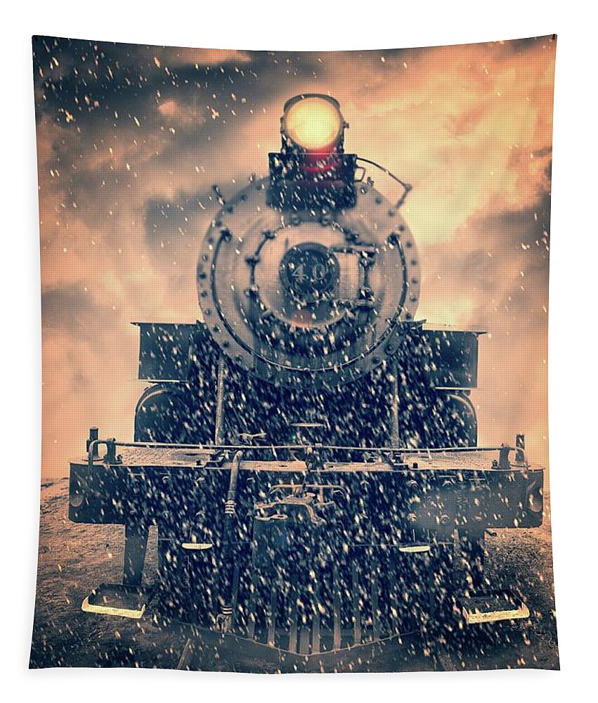 Rail Tapestry featuring the photograph Snow Bound Steam Train by Edward Fielding