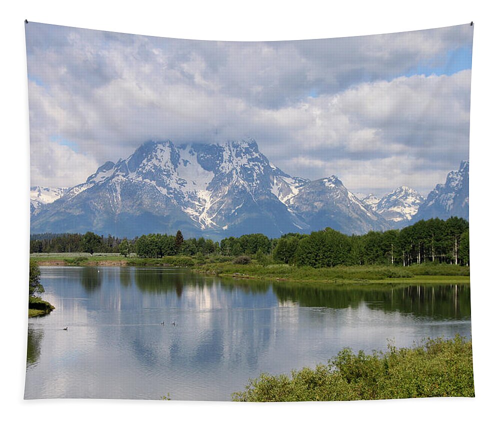Teton Mountains Tapestry featuring the photograph Snow in July by John Moyer