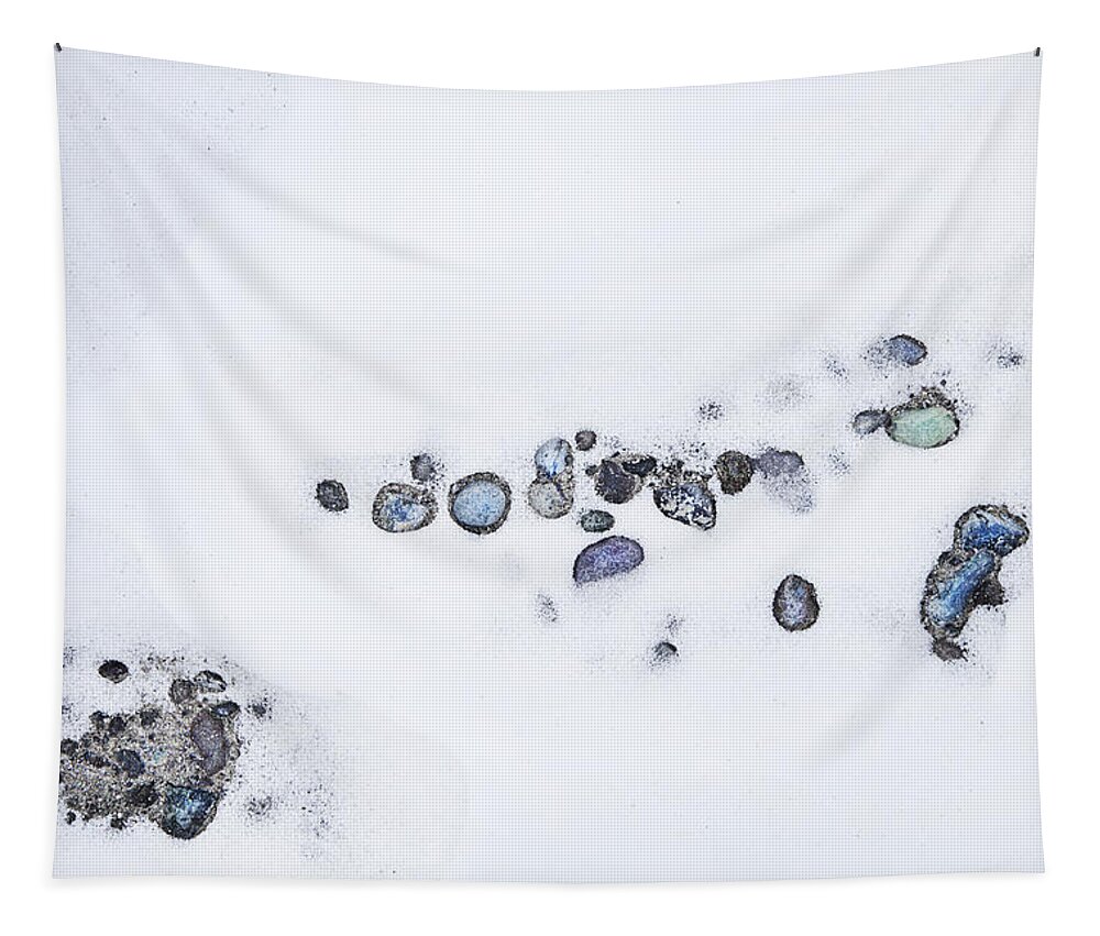 Theresa Tahara Tapestry featuring the photograph Snow Pebbles Left by Theresa Tahara