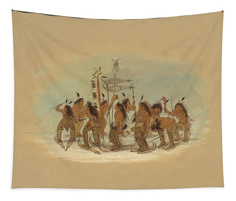 George Catlin Tapestry featuring the painting Snow Shoe Dance. Ojibbeway by George Catlin