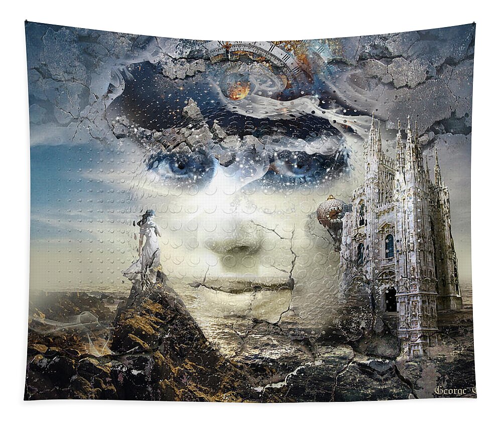 Snowfall Tapestry featuring the digital art Snowfall in Parallel Universe or the One That Got Away by George Grie