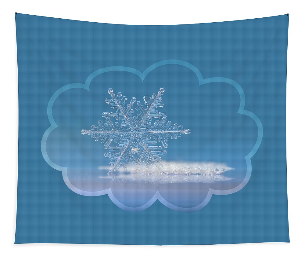 Snowflake Tapestry featuring the photograph Snowflake photo - Cloud number nine by Alexey Kljatov