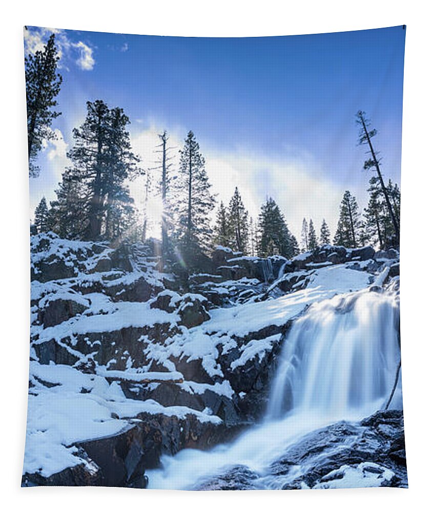 Glen Alpine Falls Tapestry featuring the photograph Snowy Falls by Brad Scott by Brad Scott