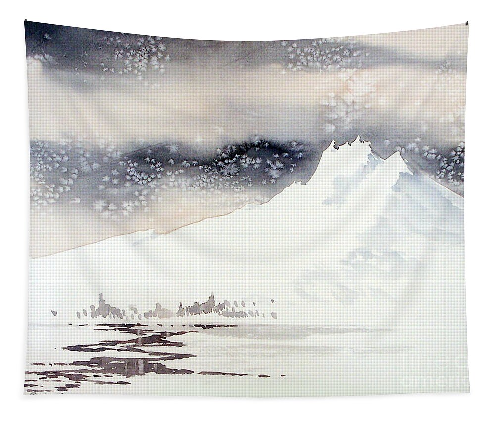  Snowy Mountain Tapestry featuring the painting Snowy Mountain by Teresa Ascone