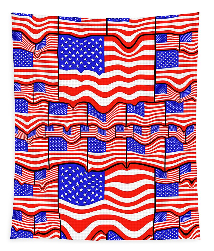 America Tapestry featuring the digital art Soft American Flags by Mike McGlothlen