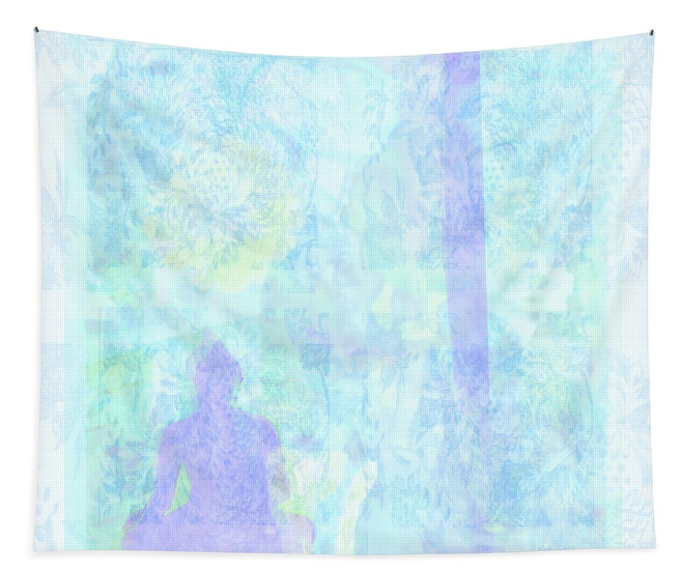 Square Tapestry featuring the mixed media Soft Landings by Zsanan Studio