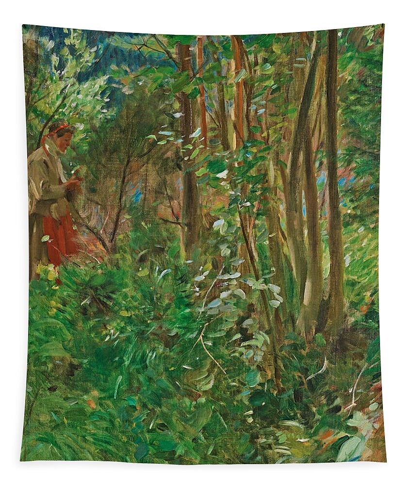 Anders Zorn Tapestry featuring the painting Sol i Skogen by Anders Zorn