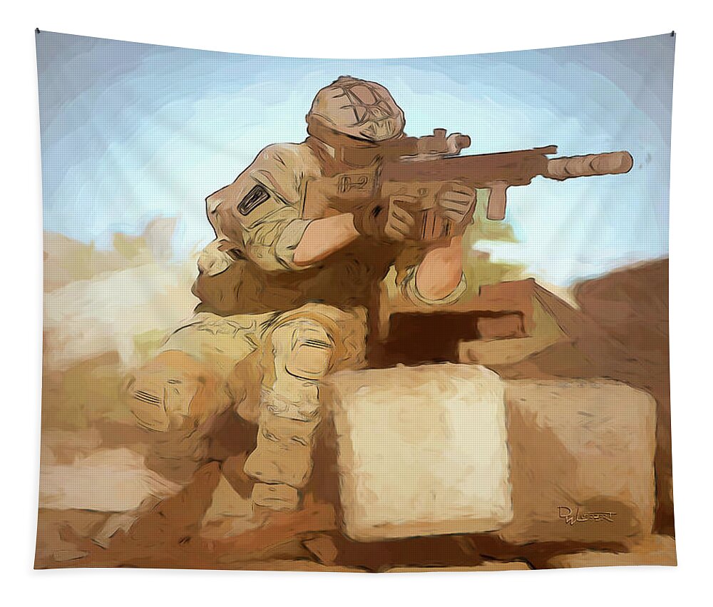 Soldier Tapestry featuring the digital art Soldier by David Luebbert