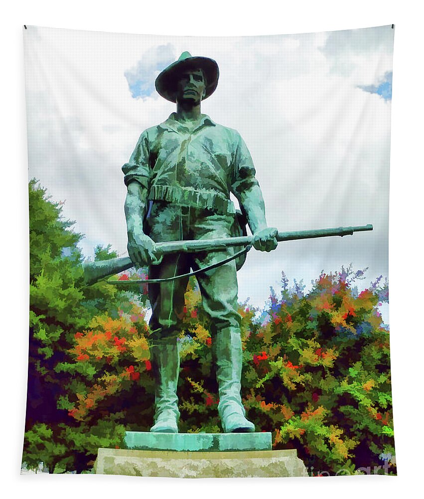 Soldier Statue From The Spanish American War Tapestry featuring the painting  Soldier Statue from the Spanish American War 2 by Jeelan Clark