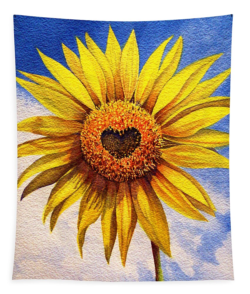 Sunflower Tapestry featuring the painting Son Kissed by Nancy Cupp