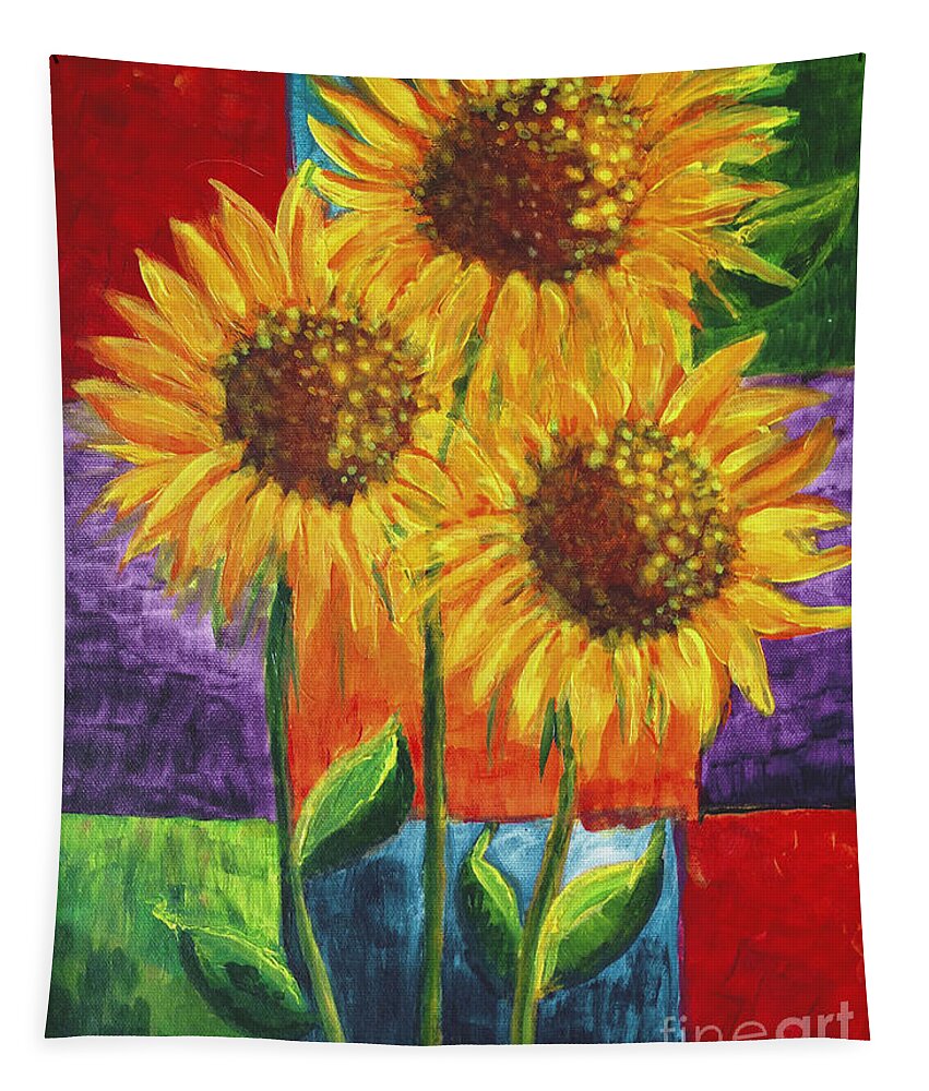 Sunflowers 1 Tapestry featuring the painting Sonflowers I by Holly Carmichael