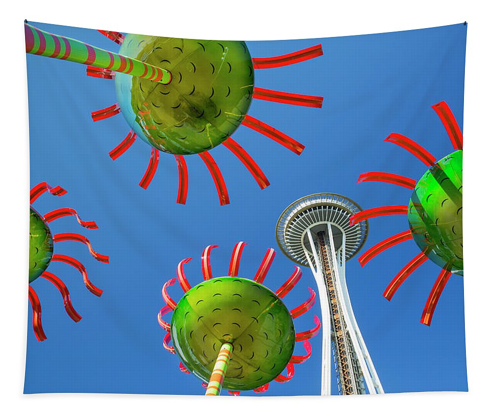 3scape Tapestry featuring the photograph Sonic Bloom in Seattle Center by Adam Romanowicz