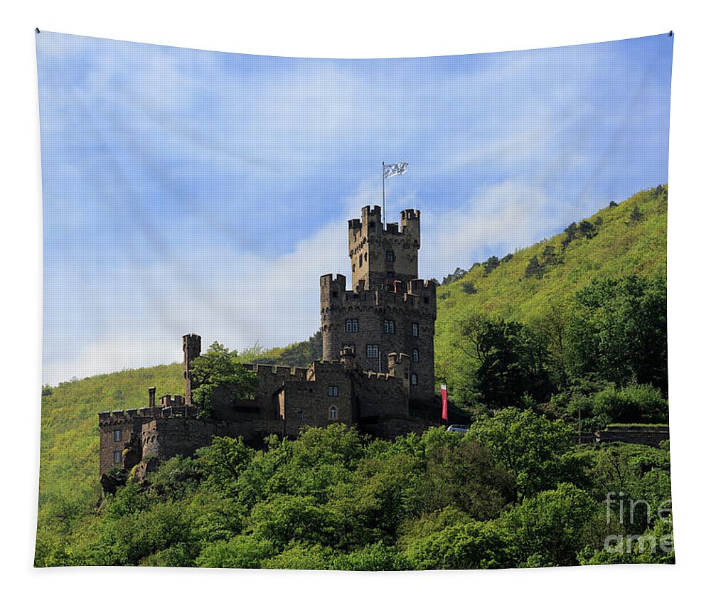 Sooneck Castle Tapestry featuring the photograph Sooneck Castle in the Rhine Gorge Germany by Louise Heusinkveld