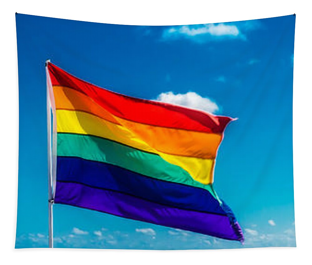 Pride Flag Tapestry featuring the photograph South Beach Pride by Melinda Ledsome