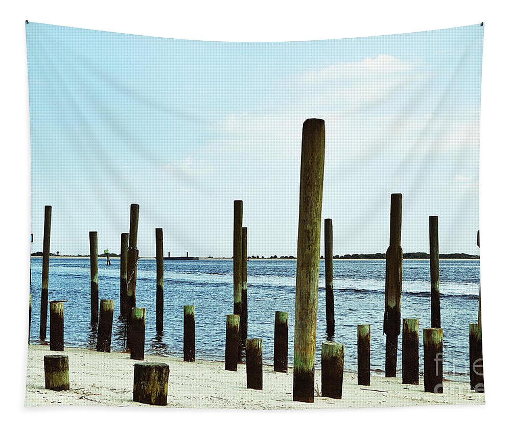 Southport Tapestry featuring the photograph Southport Beach Weathered Wood by Amy Lucid