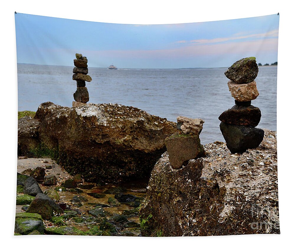 Rock Sculptures Tapestry featuring the photograph Southport Rock Art by Amy Lucid