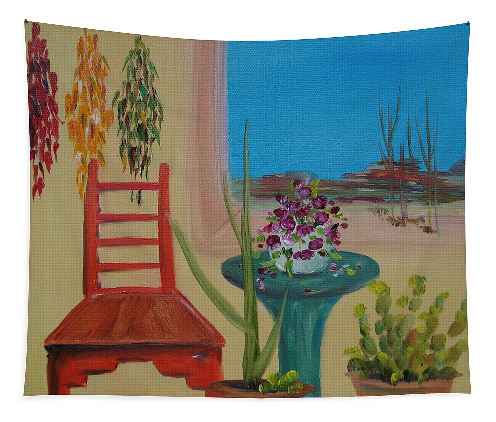 Southwestern Tapestry featuring the painting Southwestern 6 by Judith Rhue