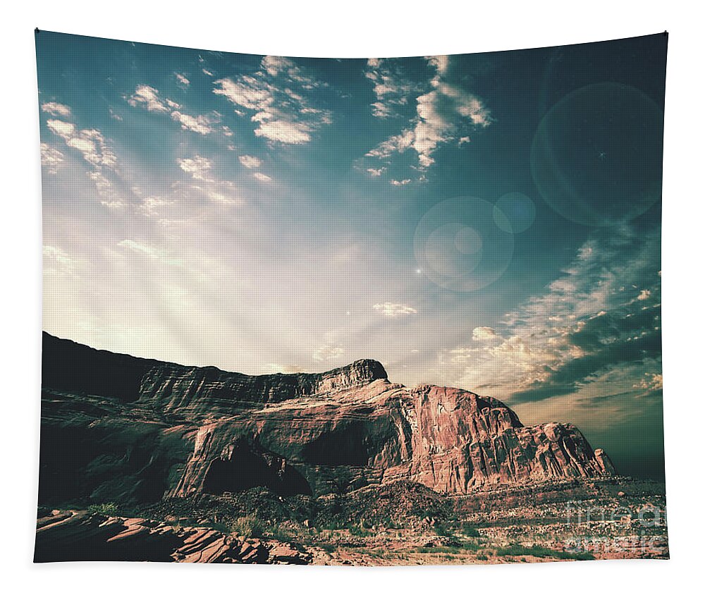 Sunset Tapestry featuring the digital art Southwestern Desert Sunset by Phil Perkins