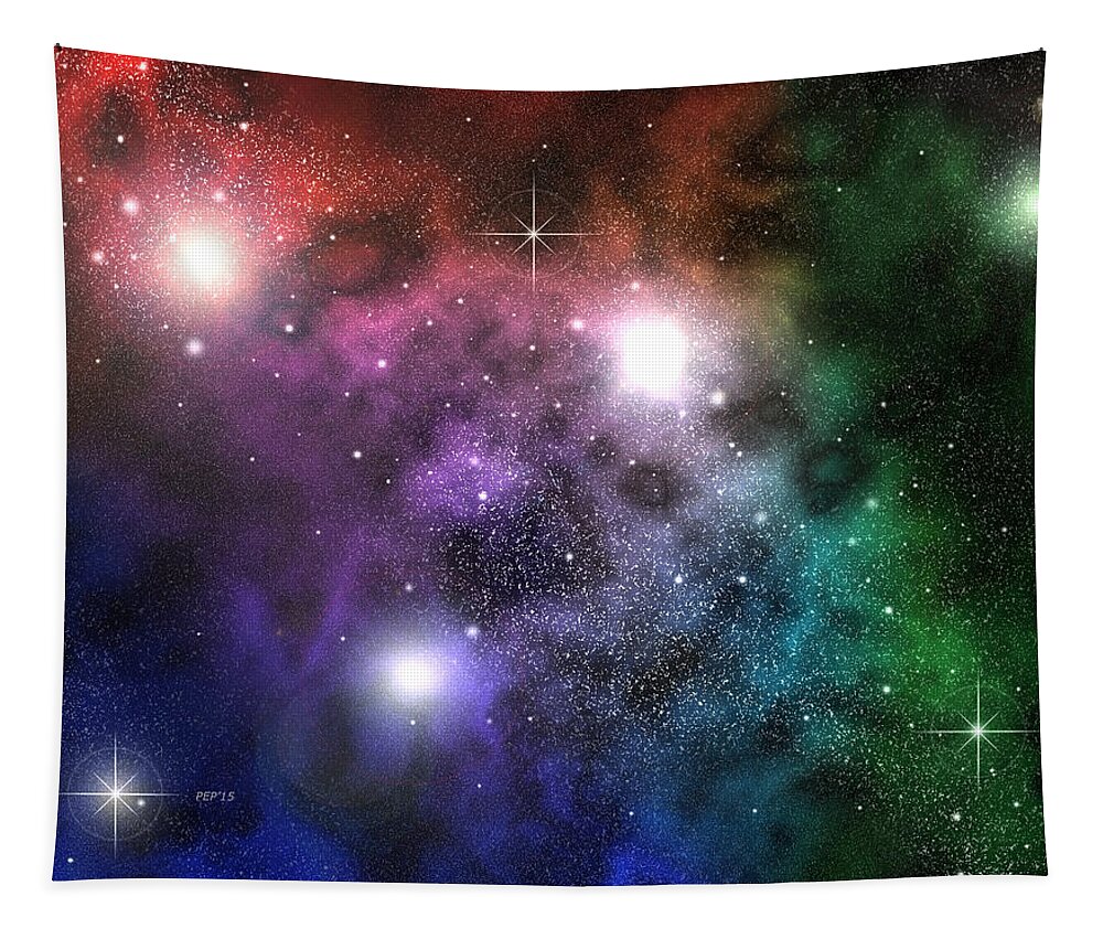 Space Tapestry featuring the digital art Space Clouds by Phil Perkins
