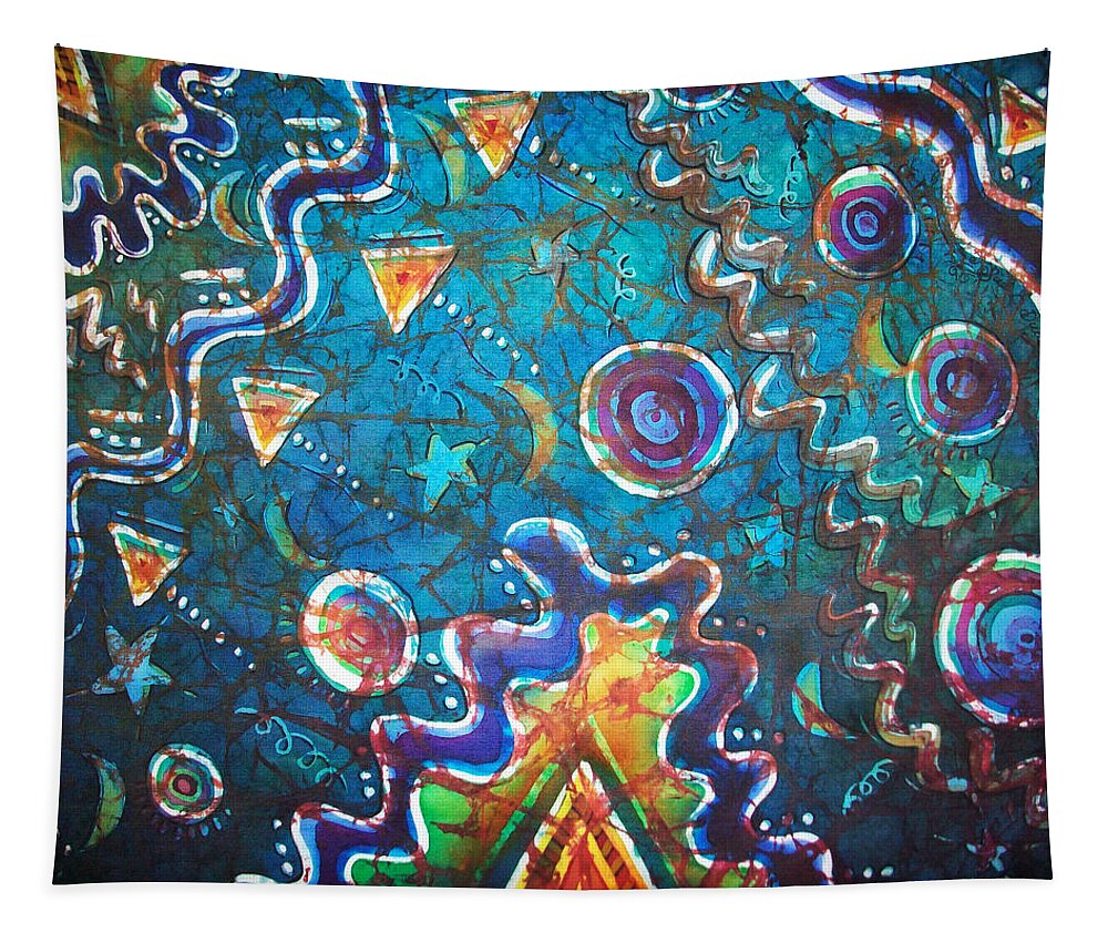 Space Tapestry featuring the painting Spacious Skies by Sue Duda