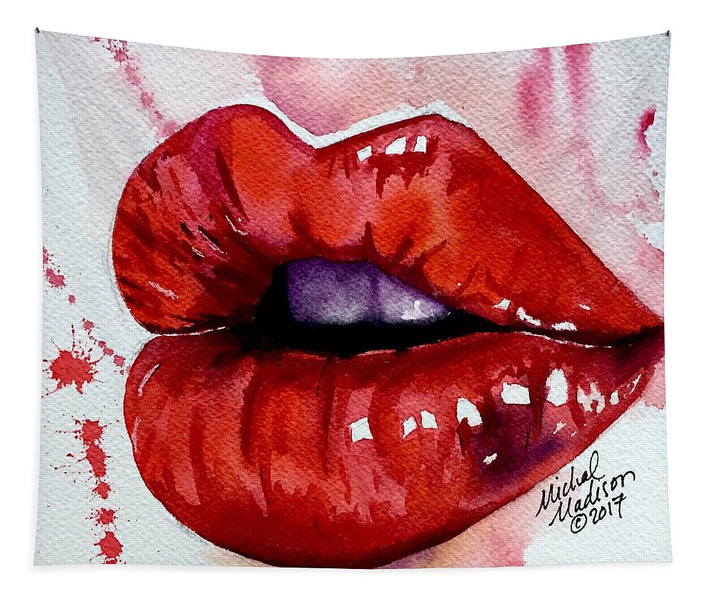 Lips Tapestry featuring the painting Speak Your Truth by Michal Madison