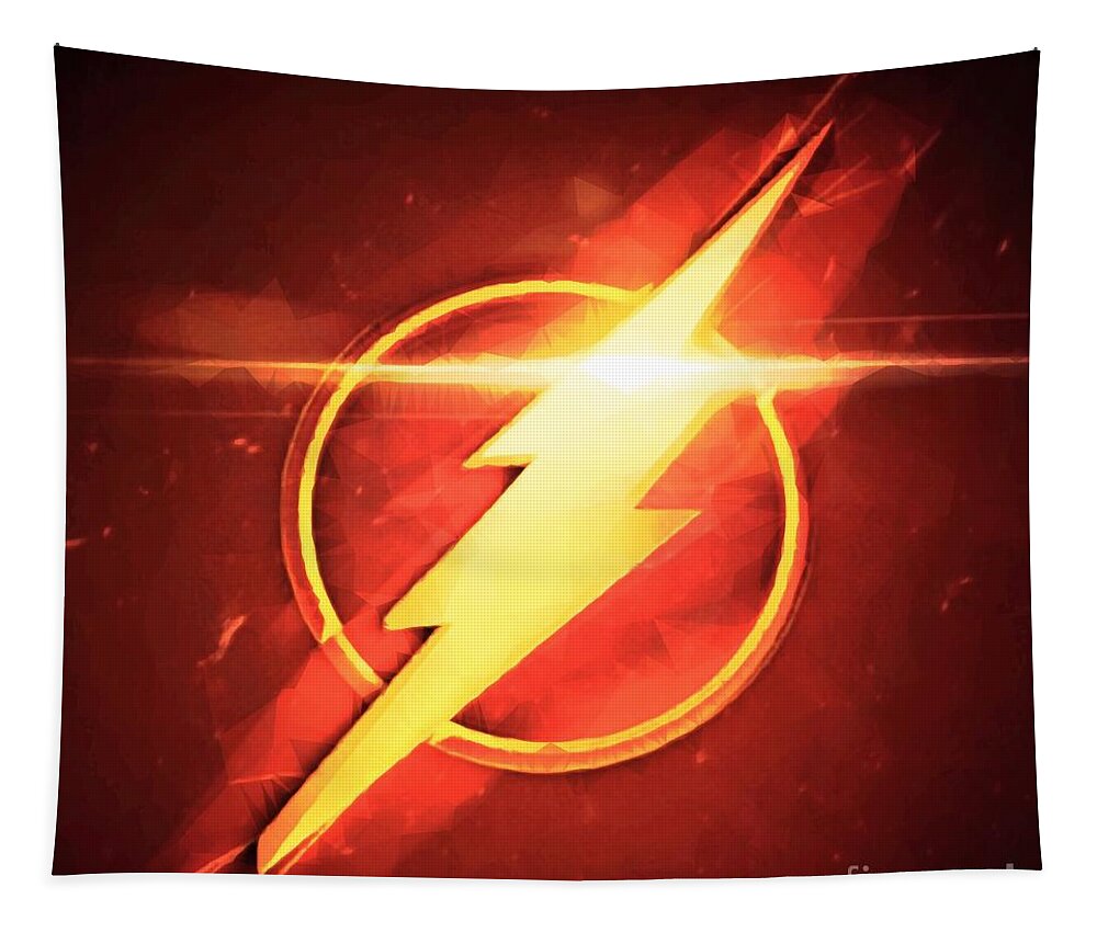 The Flash Tapestry featuring the digital art Speed Symbol by HELGE Art Gallery