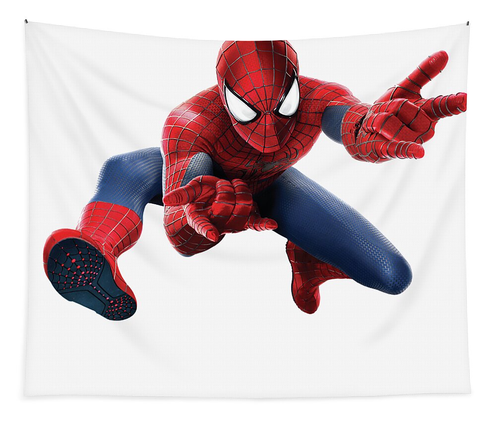 Spider Man Tapestry featuring the mixed media Spider Man Splash Super Hero Series by Movie Poster Prints