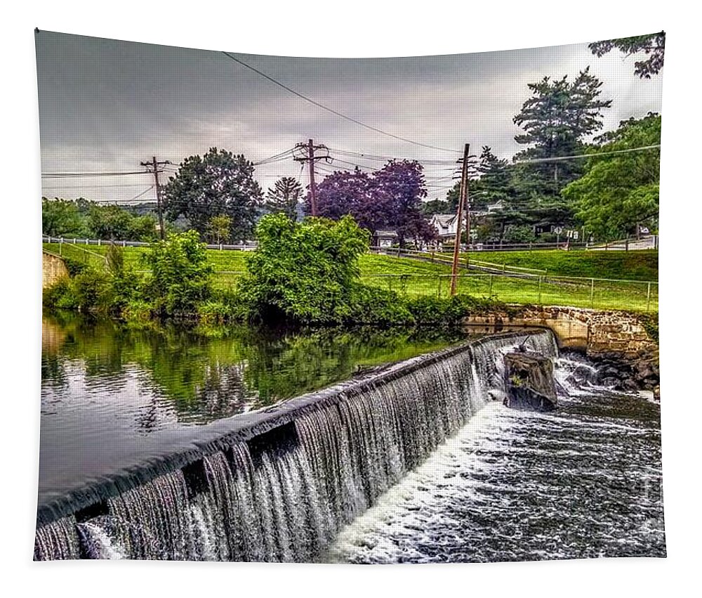 Spillway Tapestry featuring the photograph Spillway at Grace Lord Park, Boonton NJ by Christopher Lotito