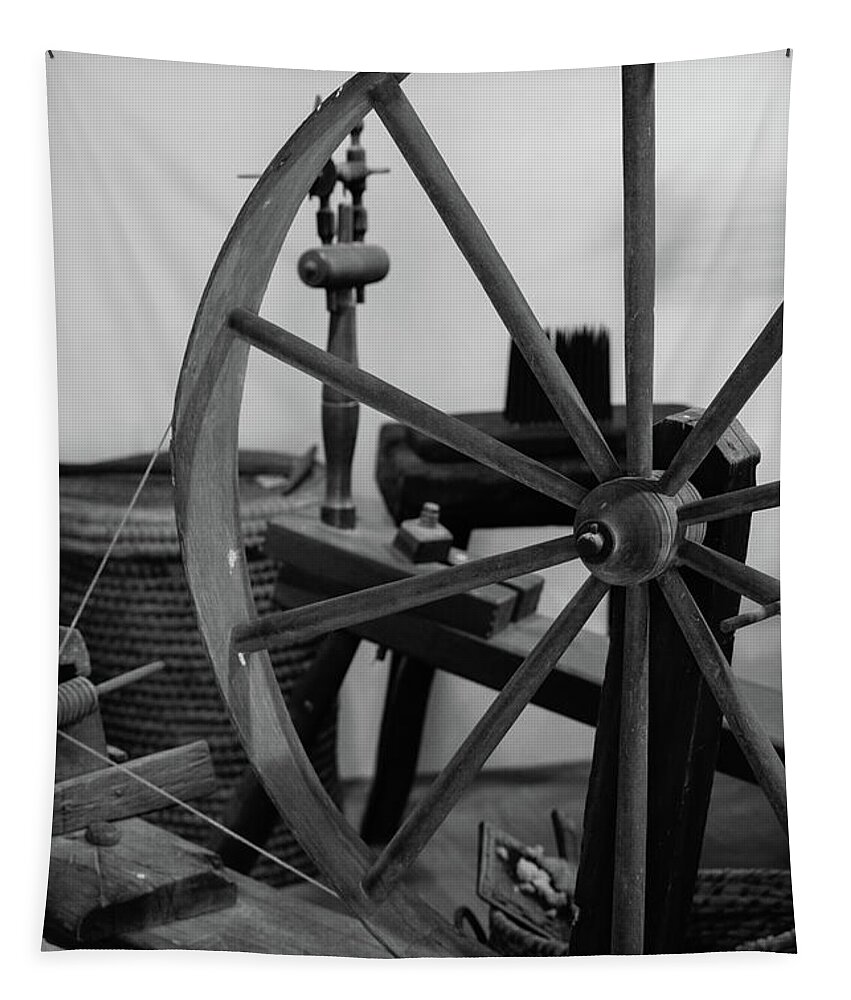 Spinning Wheel Tapestry featuring the photograph Spinning Wheel at Mount Vernon by Nicole Lloyd