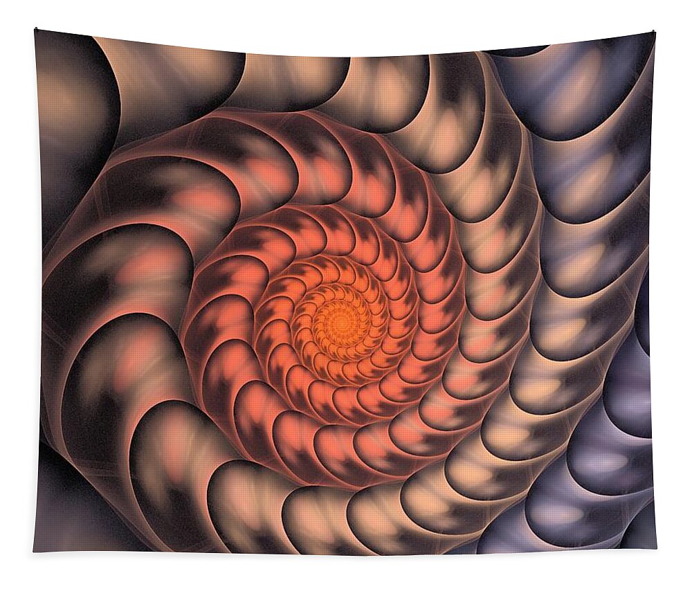Spiral Tapestry featuring the digital art Spiral Shell by Anastasiya Malakhova
