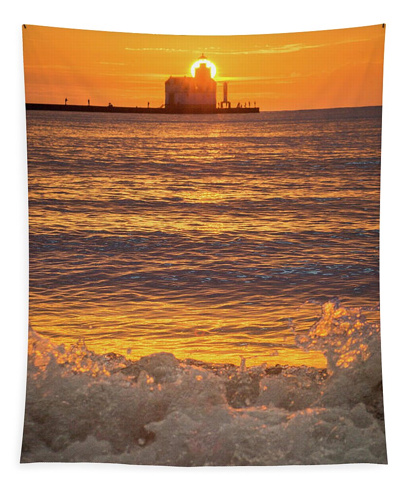 Lighthouse Tapestry featuring the photograph Splash of Light by Bill Pevlor