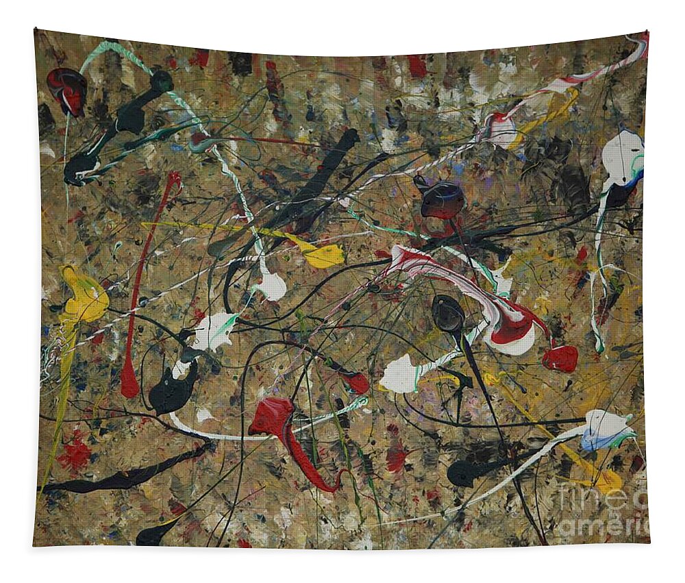 Abstract Tapestry featuring the painting Splattered by Jacqueline Athmann