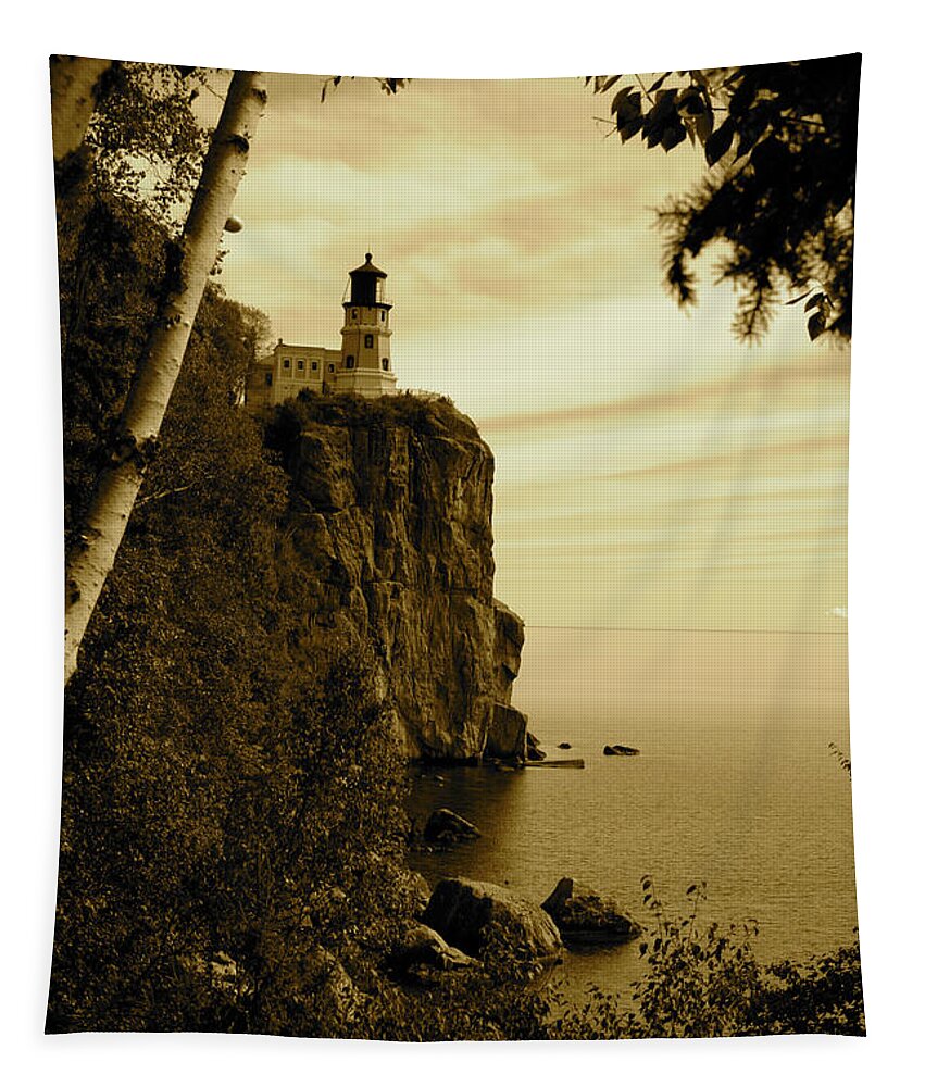 Lighthouse Tapestry featuring the photograph Split Rock by Becqi Sherman