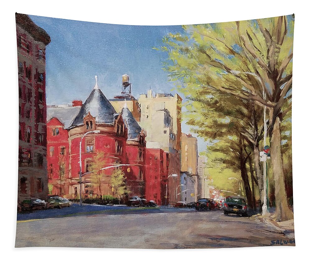 New York Tapestry featuring the painting Spring Afternoon, Central Park West by Peter Salwen