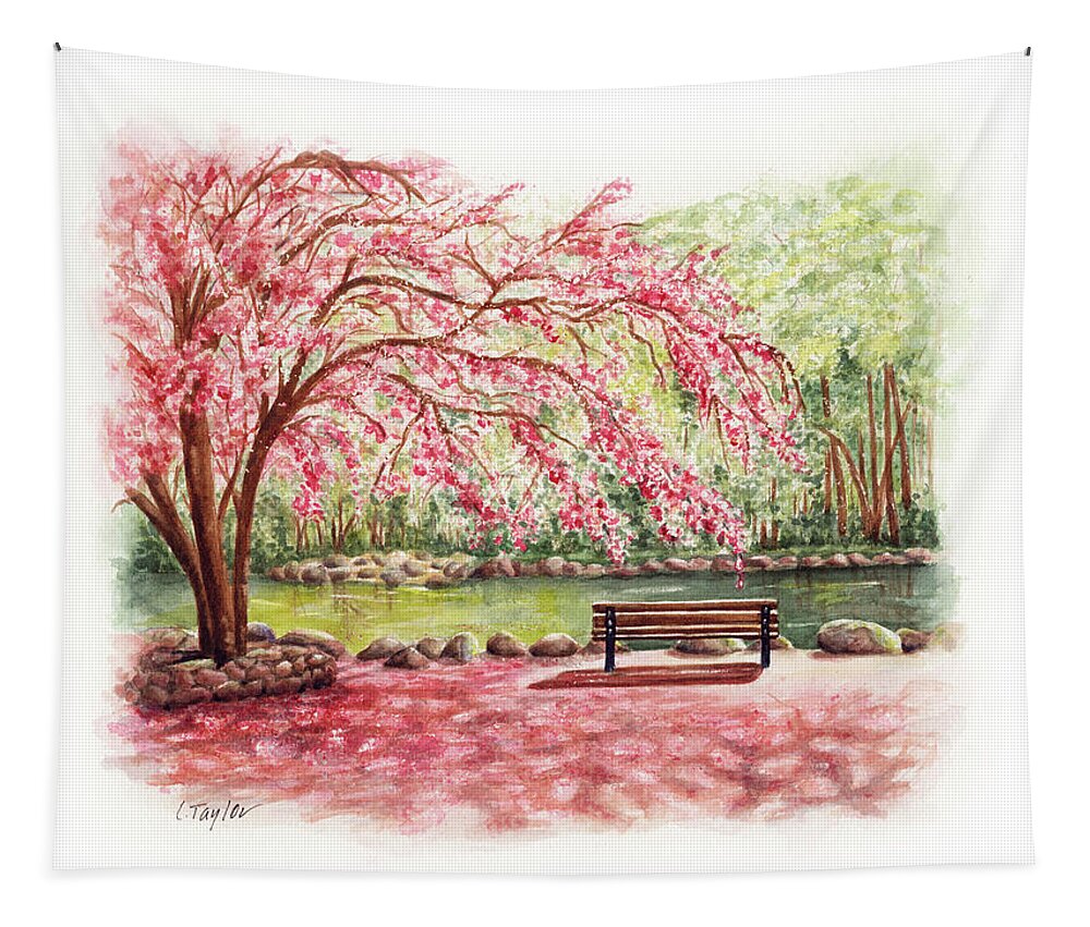 Lithia Park Tapestry featuring the painting Spring at Lithia Park by Lori Taylor