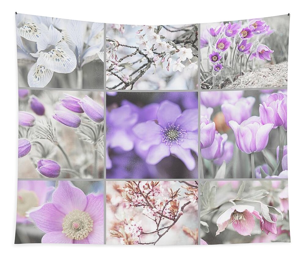 Jenny Rainbow Fine Art Photography Tapestry featuring the photograph Spring Bloom Collage. Shabby Chic Collection by Jenny Rainbow