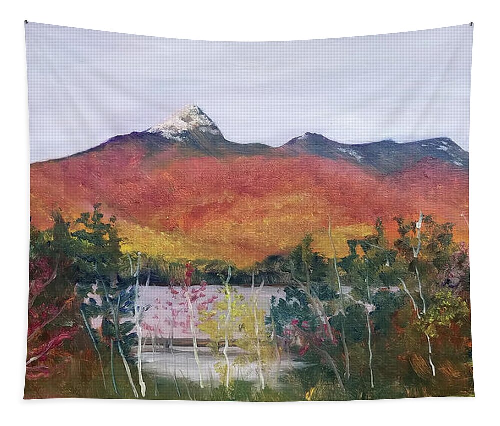 Mt. Chocorua Tapestry featuring the painting Spring Burst at Chocorua by Sharon E Allen