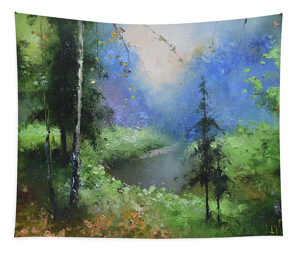 Russian Artists New Wave Tapestry featuring the painting Spring Creek by Igor Medvedev