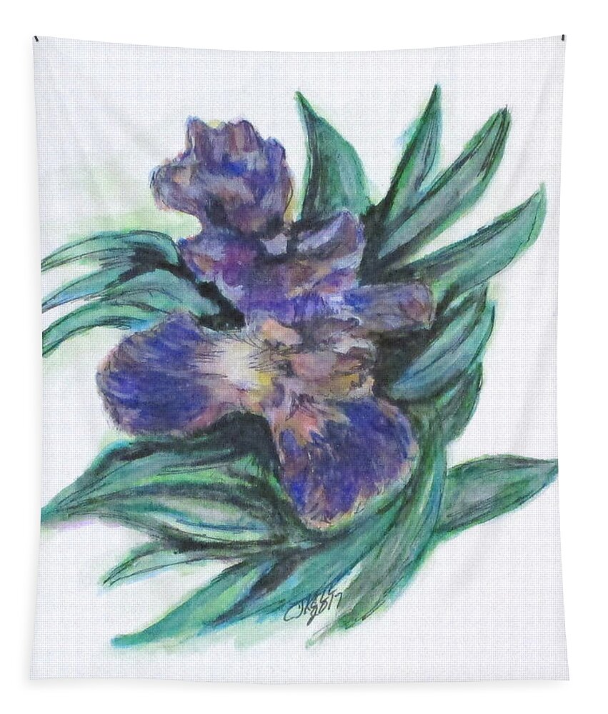 Flowers Tapestry featuring the painting Spring Iris Bloom by Clyde J Kell