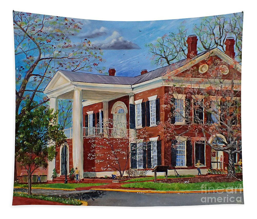 Spring Tapestry featuring the painting Spring Planting at the Dahlonega GOld Museum by Nicole Angell