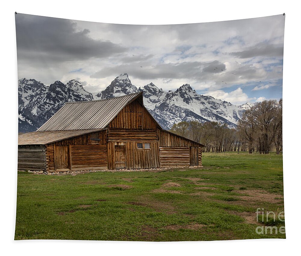 Moulton Barn Tapestry featuring the photograph Spring Storms Over The Moulton Barn by Adam Jewell