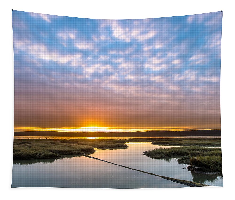 Humboldt Bay Tapestry featuring the photograph Spring Sunrise on Arcata Bay by Greg Nyquist