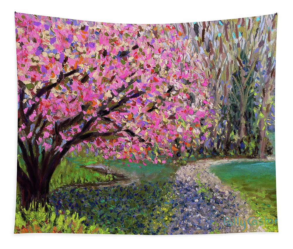  Tapestry featuring the painting Spring Tree at New Pond Farm by Polly Castor