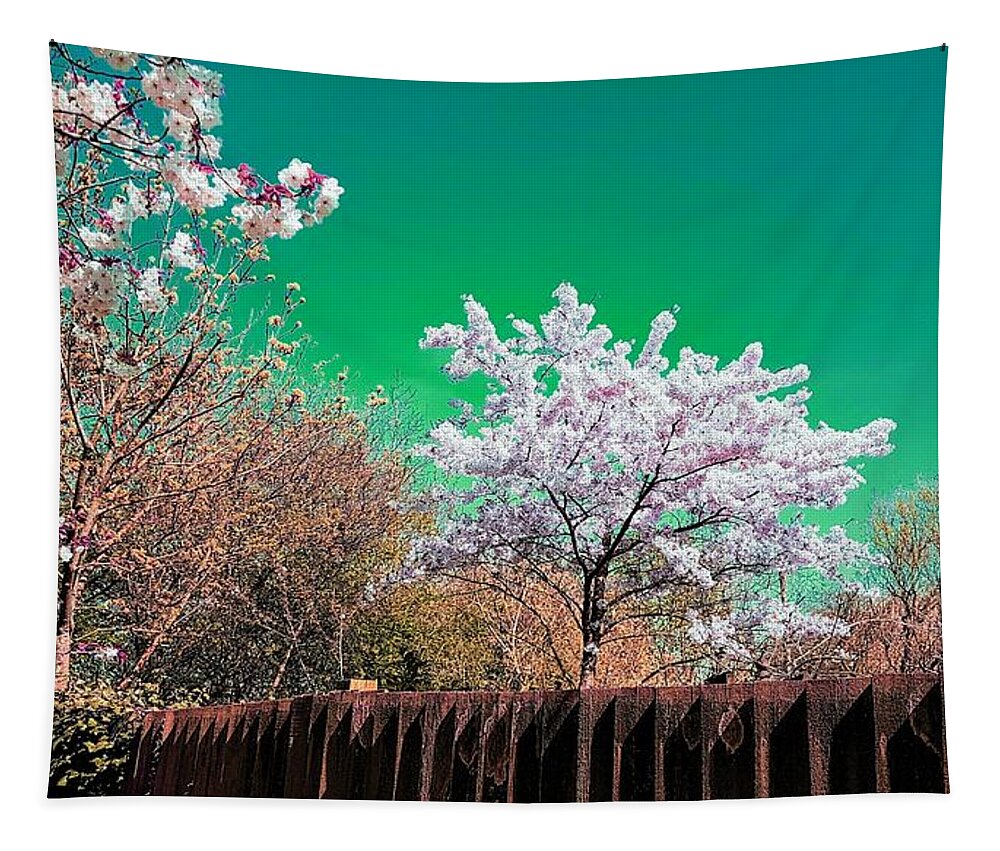  Tapestry featuring the photograph Spring Wonderland In Twilight Green by Rowena Tutty